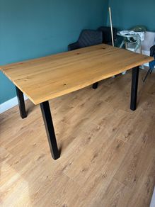 Oak Veneer Dining Table | Industrial Style | 6 Seater