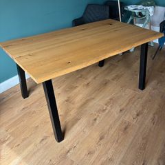 Oak Veneer Dining Table | Industrial Style | 6 Seater