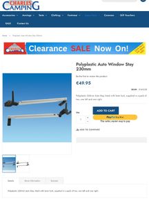 Camper caravan window stay support arms x2