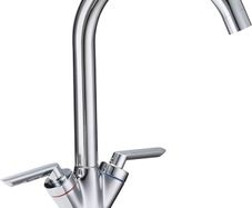 Kitchen Sink Mixer Taps Monobloc Swivel Spout Chrome Brass Dual Lever with Hoses
