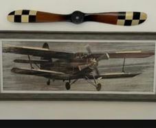 Large vintage plane and replica propellor