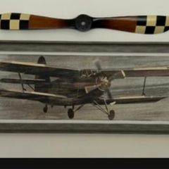 Large vintage plane and replica propellor