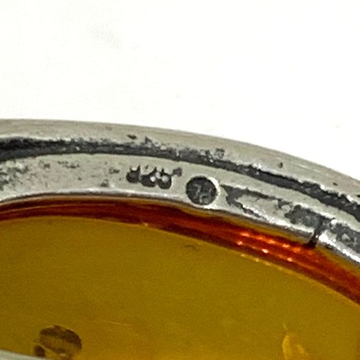 Art Nouveau silver brooch with Amber