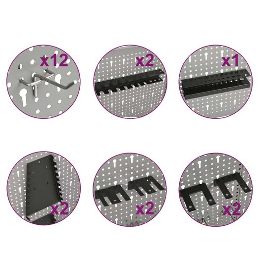 Wall-mounted Peg Boards 4 pcs 40x58 cm Steel
