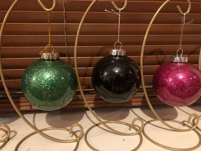 Personalised glitter Christmas baubles