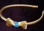 Handmade yellow satin hairband with bow
