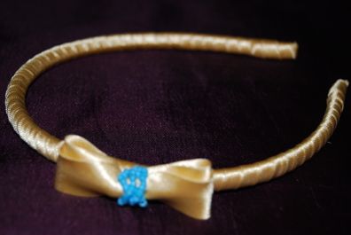 Handmade yellow satin hairband with bow