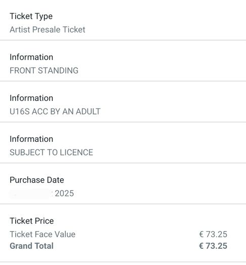 Kodaline Front Standing Tickets