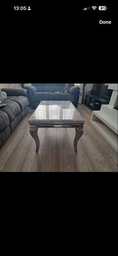 Marble Dining Table with 4 chairs + smaller matching coffee table