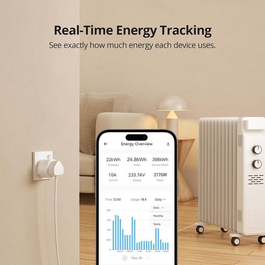 Smart Plug (Requires Zigbee Gateway) Remote Control, Energy Monitoring, Timer Schedules, Overload Protection, Zigbee Repeater, Compatible with eWeLink App