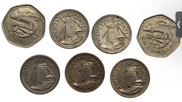 Barbados - 1 Dollar  And Twenty Five Cents 1973, 1981, 1989, 1990, 1994, 1996