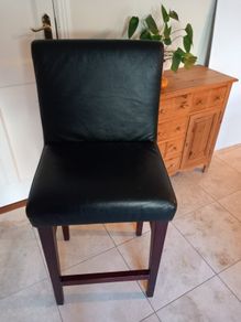 Leather Effect Black Stool