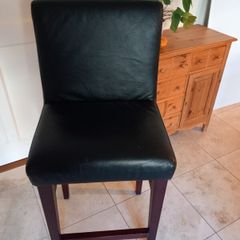Leather Effect Black Stool