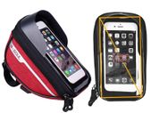 Red Waterproof Touchscreen Bicycle Bike Head Tube Handlebar Cell Mobile Phone Bag Case Holder