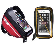 Red Waterproof Touchscreen Bicycle Bike Head Tube Handlebar Cell Mobile Phone Bag Case Holder