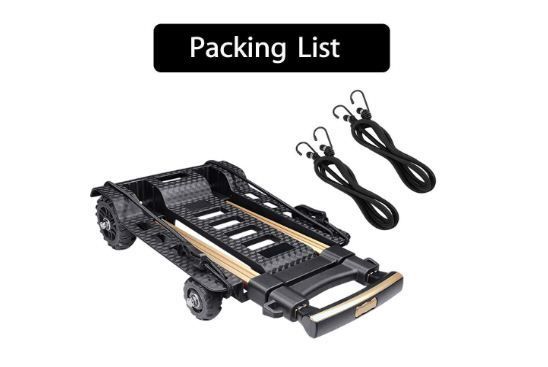 Folding Hand Truck, with Noiseless Wear-Resistant PU Tank Wheels and Adjustable Aluminum Alloy Drawbar