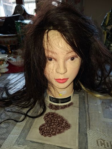 Beauty Works Professional Brand Mannequin Head, for displaying Luxury Hair Extensions. The product is marketed for both luxury hair extensions and professional styling tools, Stage or Movie Props It is designed for styling practice, often featuring 100% h
