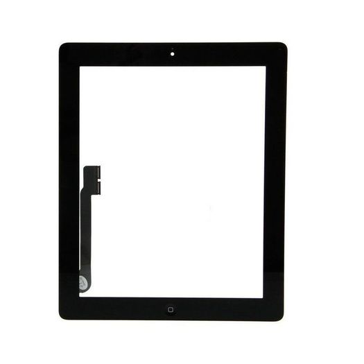 For iPad 3 / iPad 4 Digitizer Touch Screen Glass Home Button Black With Adhesive - FHT10IPDLCD