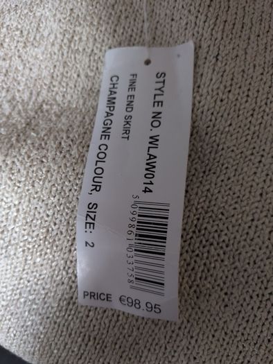 Woodland Knit Champagne Fine End Skirt. (Design  in Ireland) S. 2 -12. B.N.W.T.       Add Up.