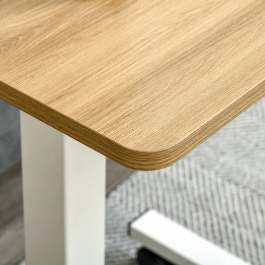 Standing Desk Height Adjustable incl. 4 Casters C-Shape 65 cm x 48 cm x 70-110 cm Natural + White