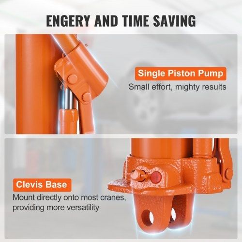 Hydraulic Long Ram Jack, 3 Ton Engine Hoist Cylinder with Single Piston Pump And Clevis Base