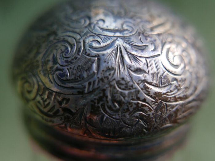 Antique Edwardian 1800s Set 5 Sterling Silver Cut Glass Vanity Pin Bottles Jars