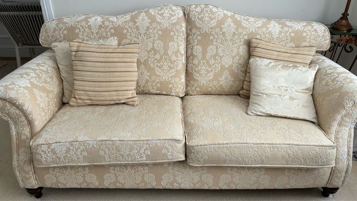 Gold and Cream 3 Seater Sofa