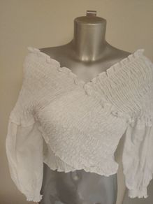Zara white crop off shoulders blouse UK8 EU36 Postage included