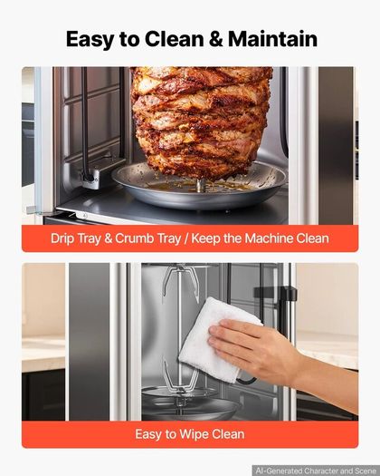Countertop Vertical Rotating Oven 22L Rotisserie Shawarma Machine, 1500W Kebab Grill Roaster with Heat-Resistant Door, Drip Tray, Timer & Temp Control, Kebab Rack with 7 Skewers
