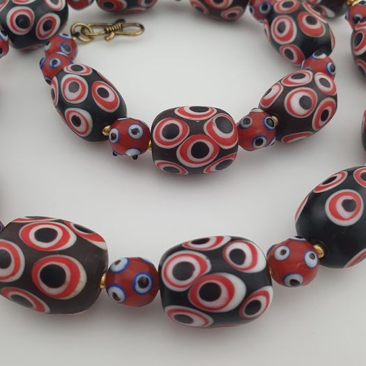 Antique Venetian Style Eyes Glass Big Beads Necklace