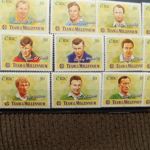 Team of the Millennium GAA Stamps Sheet. - 1999 Eire Collection