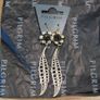 Nice gift!! Pilgrim drop black gold plated floral and leaf design earrings Image 2