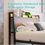 King Size Bed Frame with Charging Station and LED Lights Image 3