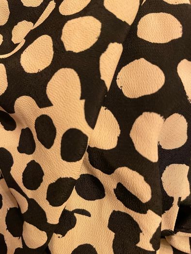 dress River Island long sleeve wrap effect off white and black dots pattern size 38