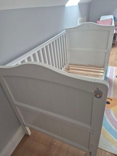 Cot Bed with Mattress (Grey or White)