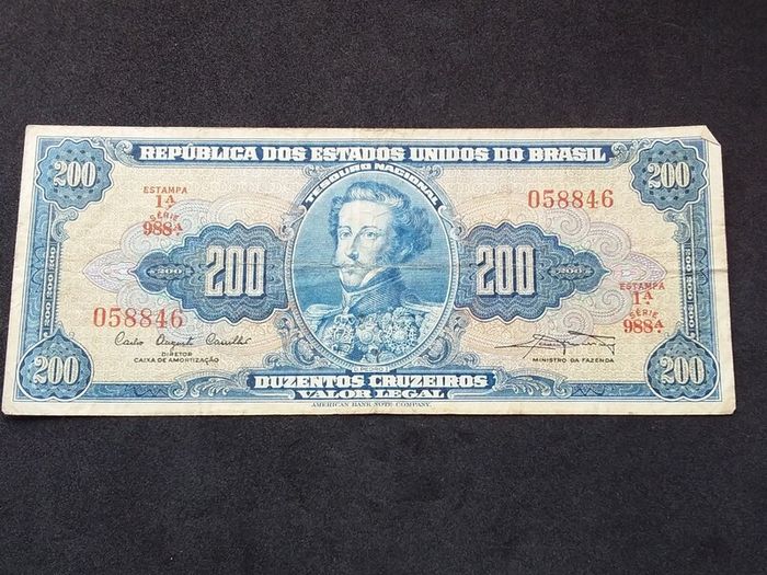 Republic of The United States of Brazil , National Treasury : 1961 , 200 Cruzeiros Banknote
