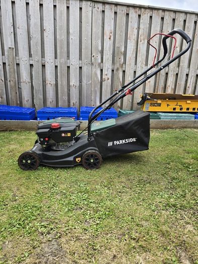 Parkside petrol lawnmower.