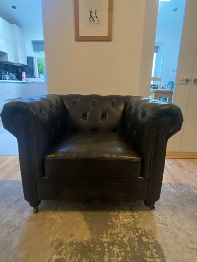 Chesterfield style leather armchair