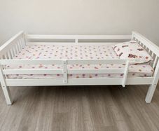 Wooden frame single bed plus mattress
