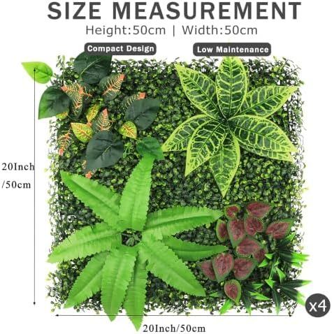 4 Pcs 50cmx50cm Artificial Fern Leaf Wall Panels, Combine to 1mx1m