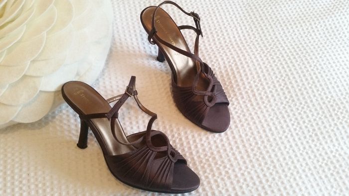 Brown Satin Sandals - Size 4
