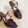 Brown Satin Sandals - Size 4 Image 4