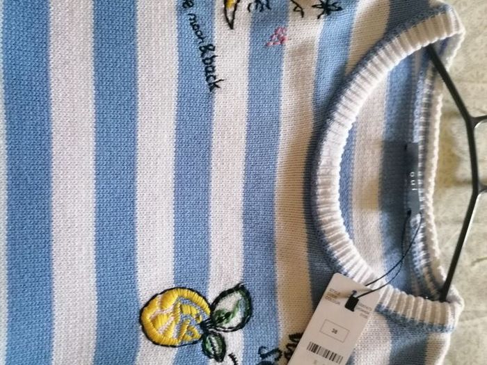 OUI striped white blue jumper UK 10