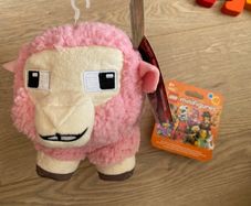 Minecraft sheep and Lego minifigure