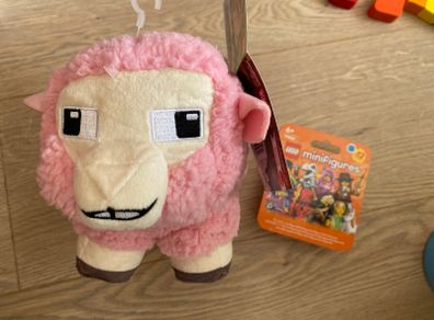 Minecraft sheep and Lego minifigure