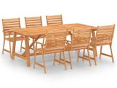 7 Piece Garden Dining Set Solid Acacia Wood