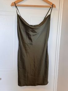 Stradivarius Khaki Satin Slip Dress - M - never used