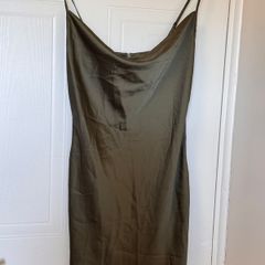 Stradivarius Khaki Satin Slip Dress - M - never used