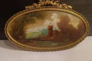 Vintage Oil on Board in a Decorative Metal Gilded Frame