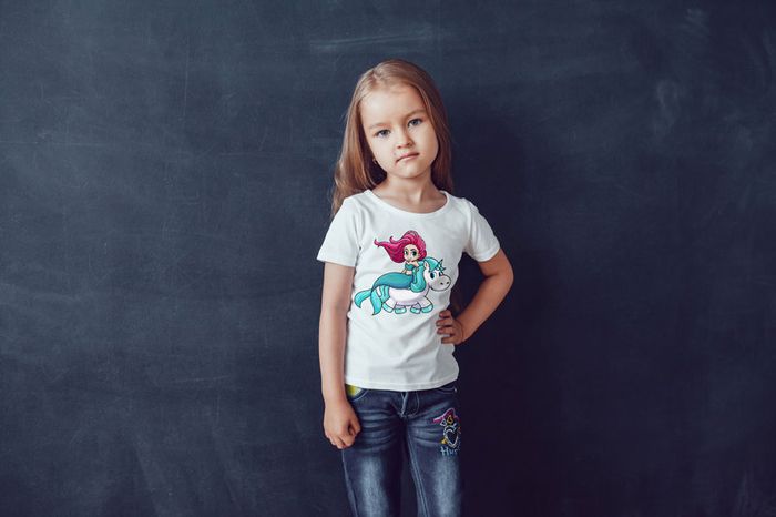 Cute Funny Unicorns Printed Girls T-shirt Tee Top Shirt Birthday Girl Tees Tops Shirts